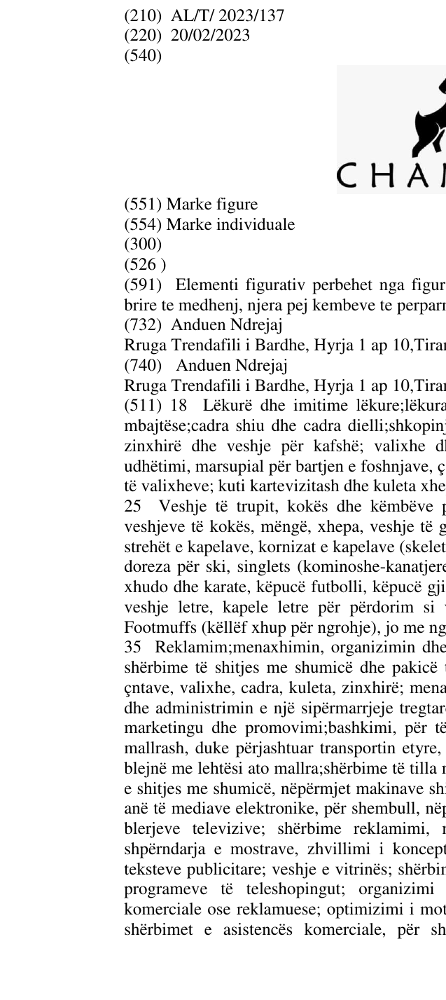 Zëri i markës CHAMOIS në buletin