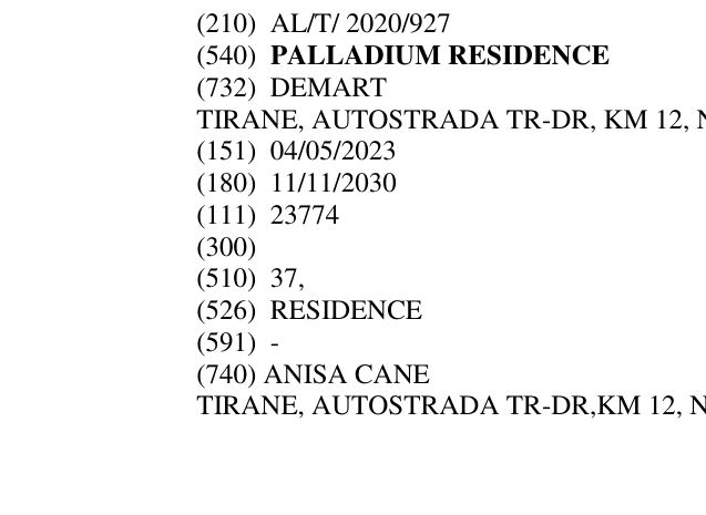 Zëri i markës PALLADIUM RESIDENCE në buletin