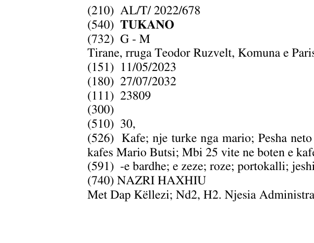 Zëri i markës TUKANO në buletin