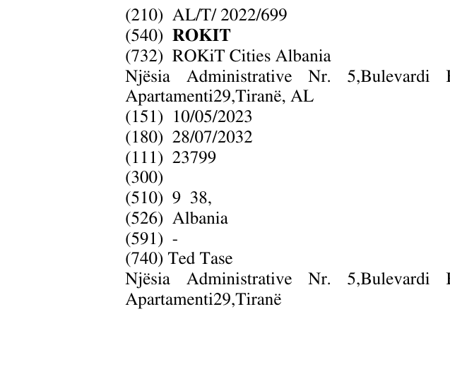 Zëri i markës ROKIT në buletin