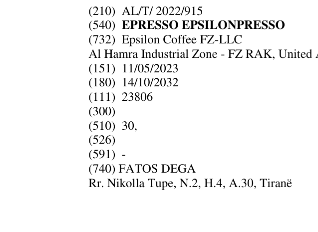 Zëri i markës EPRESSO EPSILONPRESSO në buletin