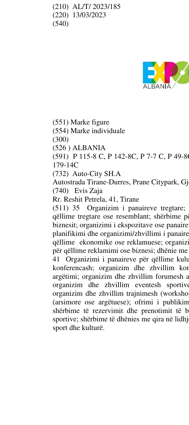 Zëri i markës ALBANIA në buletin