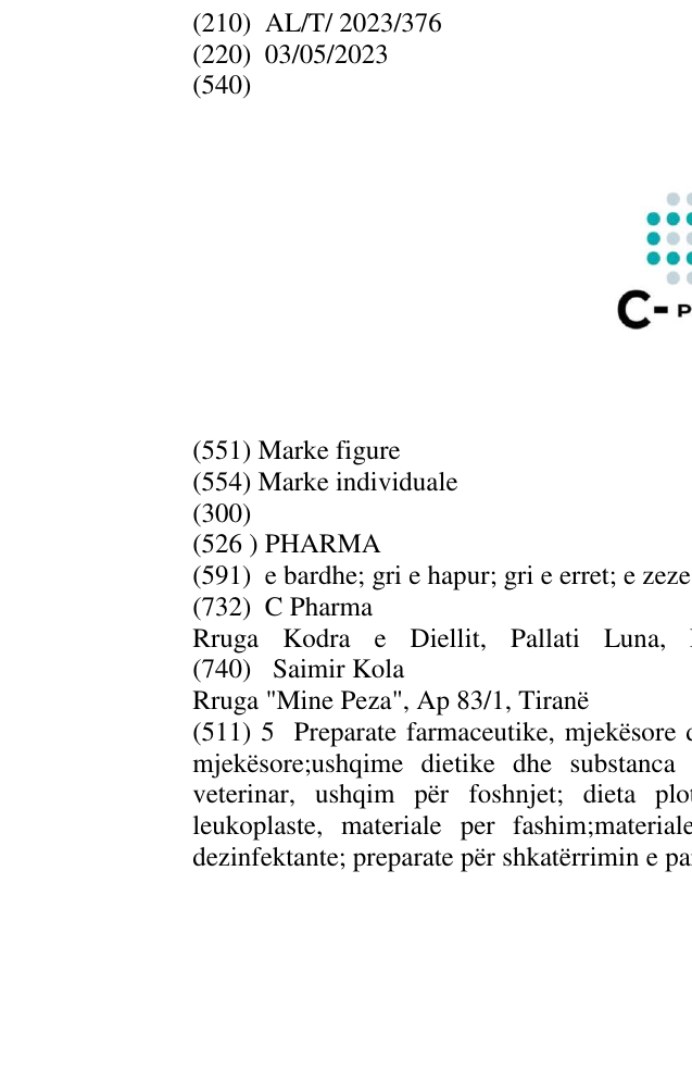 Zëri i markës PHARMA në buletin