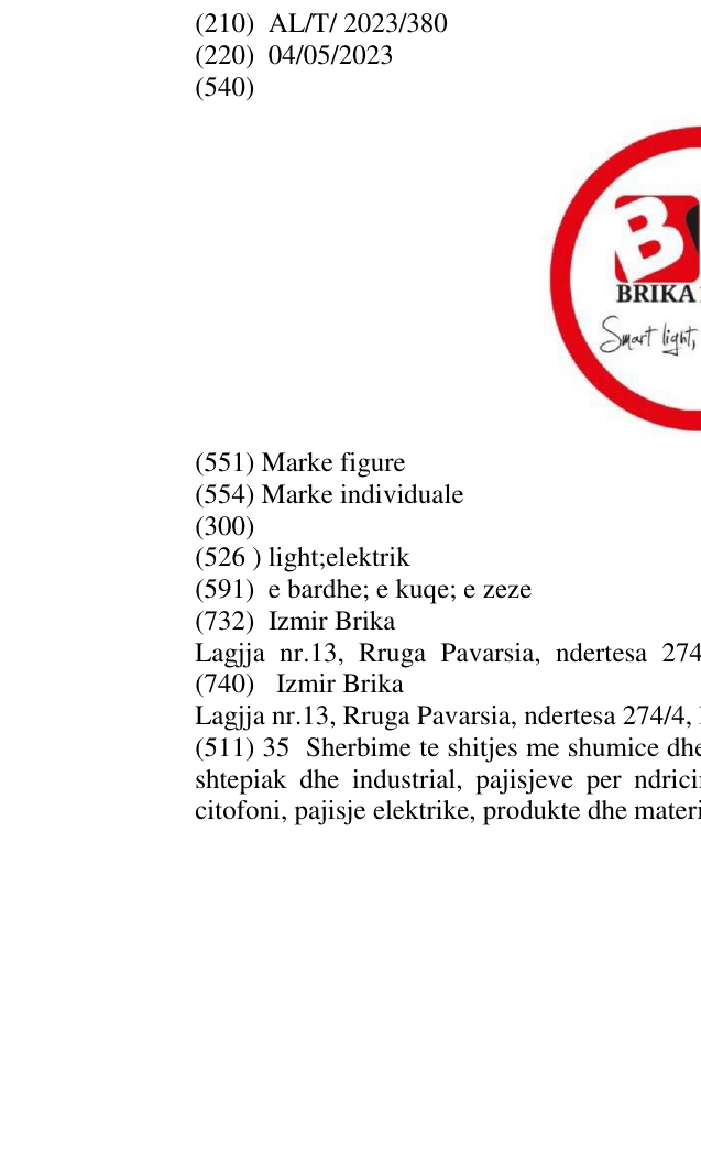 Zëri i markës light;elektrik në buletin