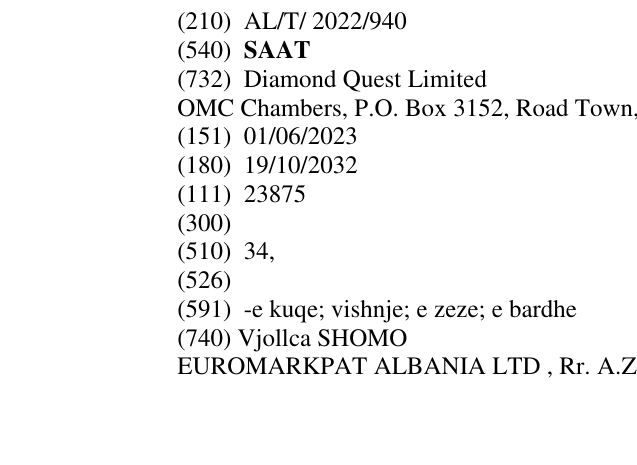 Zëri i markës SAAT në buletin