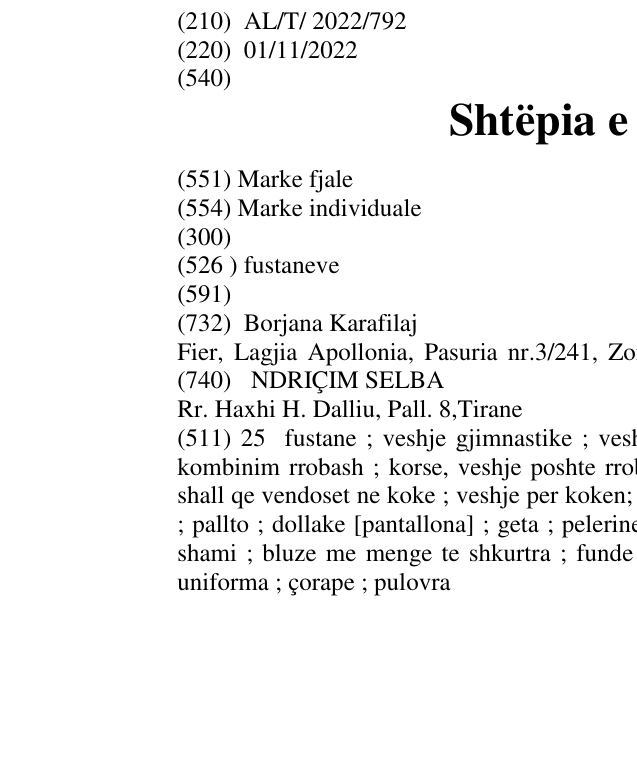 Zëri i markës Shtëpia e fustaneve në buletin