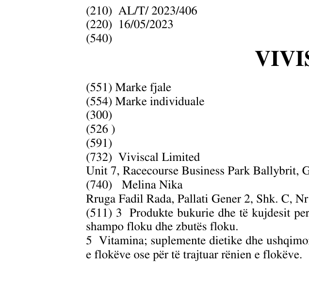 Zëri i markës VIVISCAL në buletin
