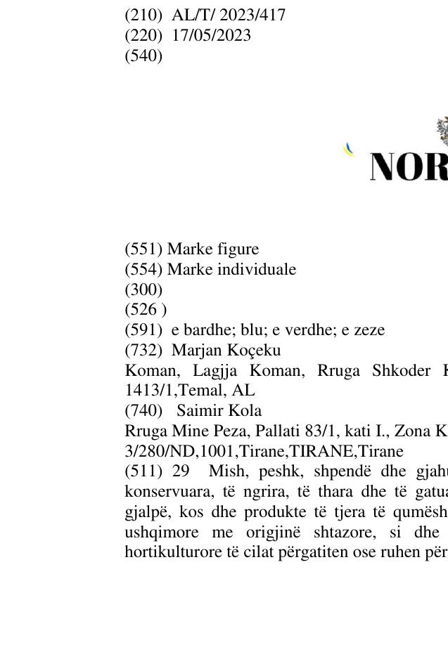 Zëri i markës NORRAL në buletin
