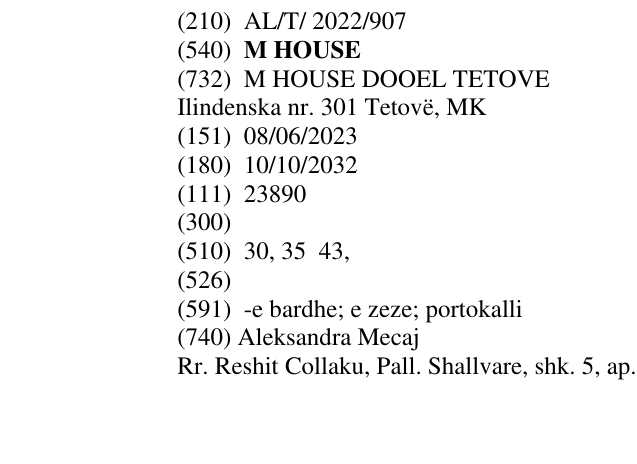 Zëri i markës M HOUSE në buletin