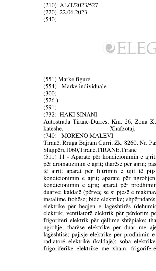 Zëri i markës ELEGANZA në buletin