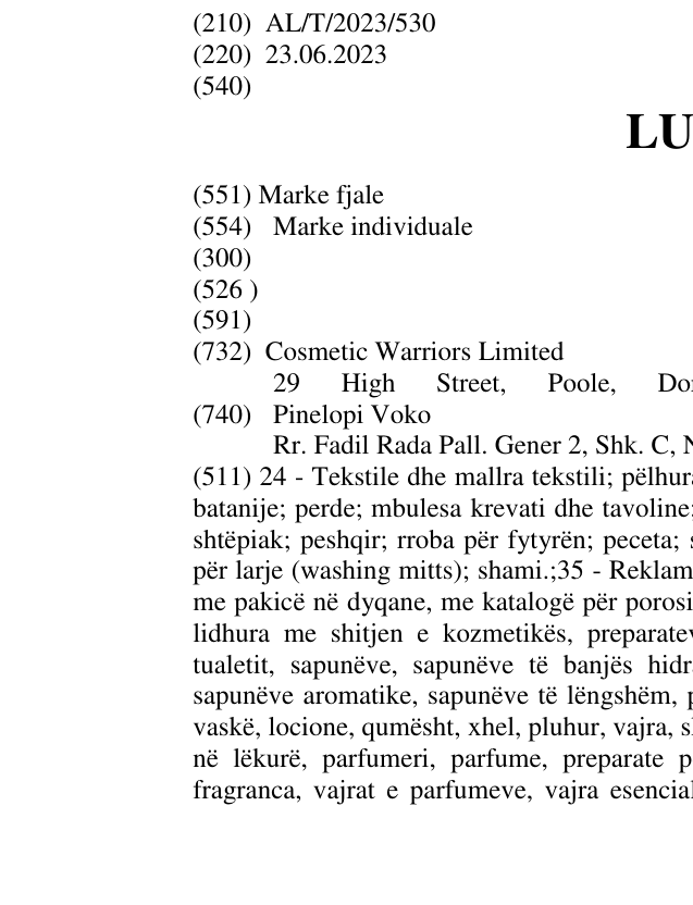 Zëri i markës LUSH në buletin