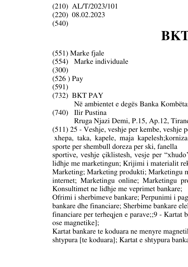 Zëri i markës BKT Pay në buletin