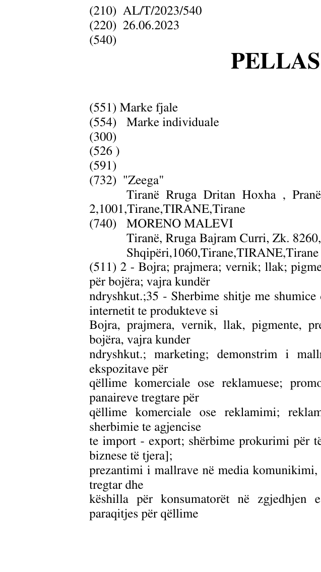 Zëri i markës PELLASCHROM në buletin