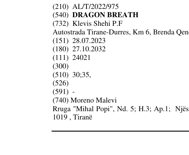 Zëri i markës DRAGON BREATH në buletin
