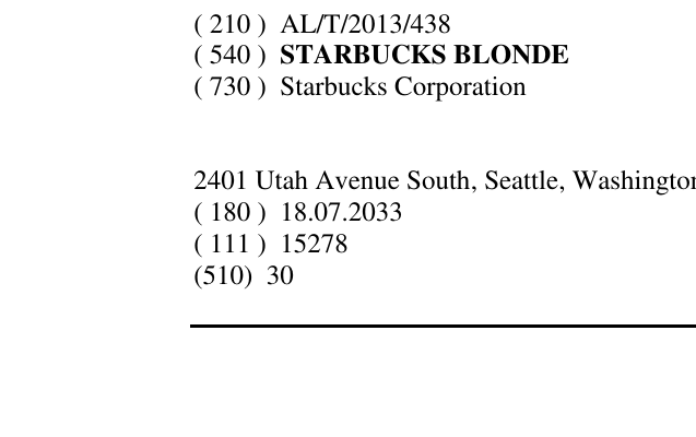 Zëri i markës STARBUCKS BLONDE në buletin