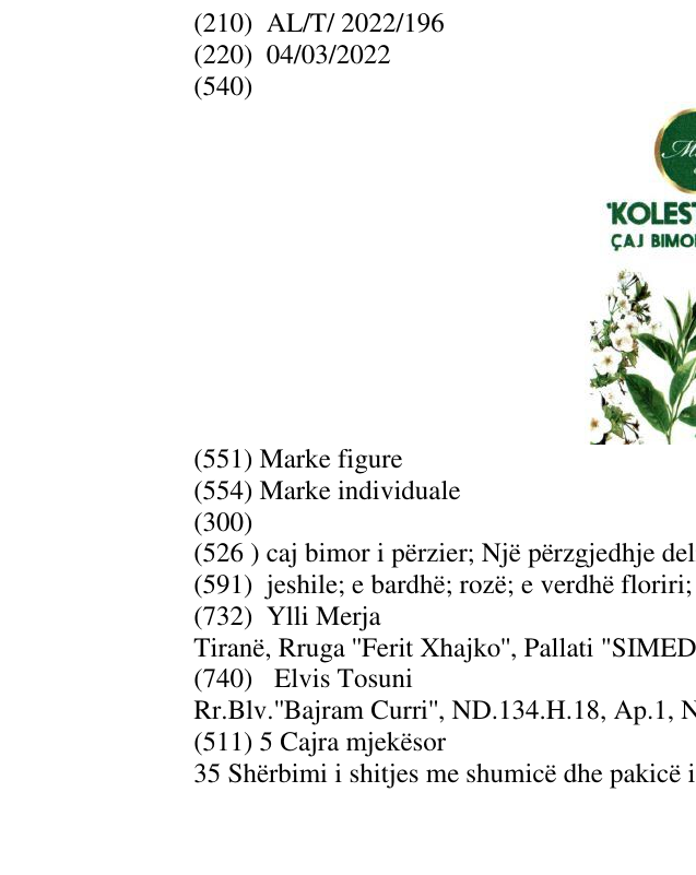 Zëri i markës caj bimor i përzier; Një përzgjedhje delikate e bimëve në buletin