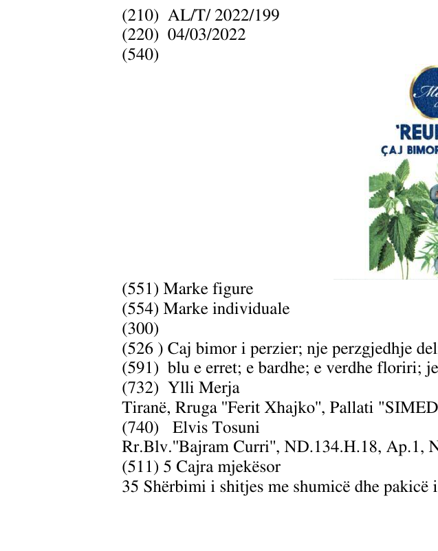 Zëri i markës Caj bimor i perzier; nje perzgjedhje delikate e bimeve; Caffein Free në buletin
