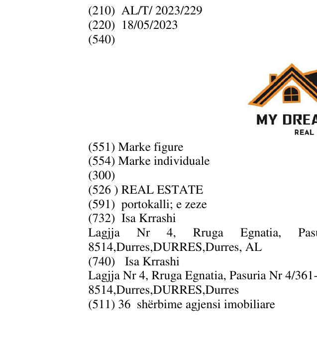 Zëri i markës REAL ESTATE në buletin