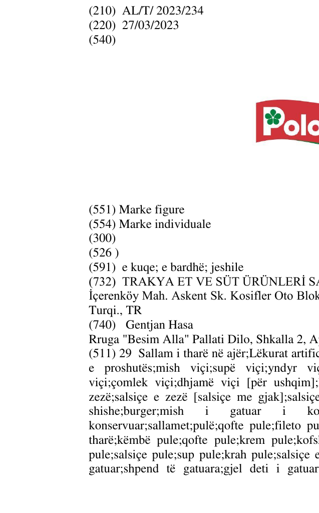 Zëri i markës Polonez në buletin