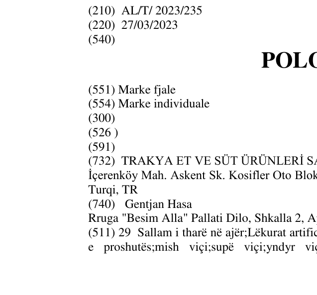 Zëri i markës POLONEZ në buletin