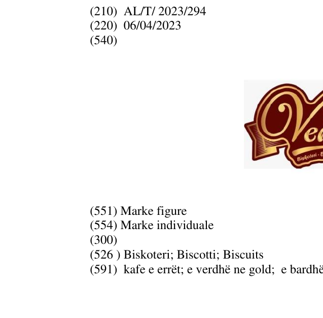 Zëri i markës Biskoteri; Biscotti; Biscuits në buletin