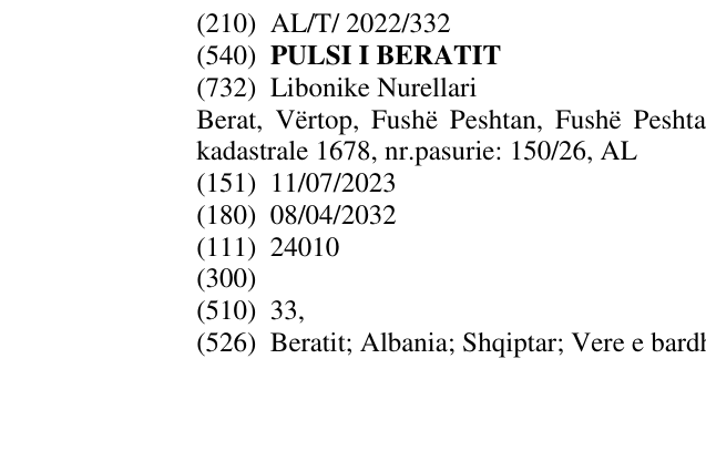Zëri i markës PULSI I BERATIT në buletin