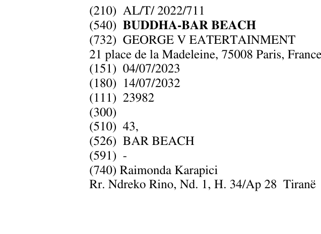Zëri i markës BUDDHA-BAR BEACH në buletin