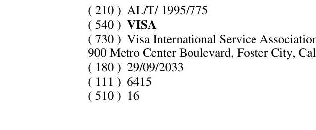 Zëri i markës VISA në buletin