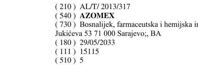 Zëri i markës AZOMEX në buletin