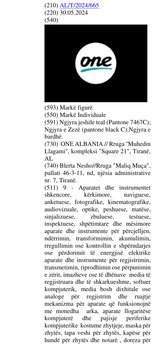 Zëri i markës One në buletin