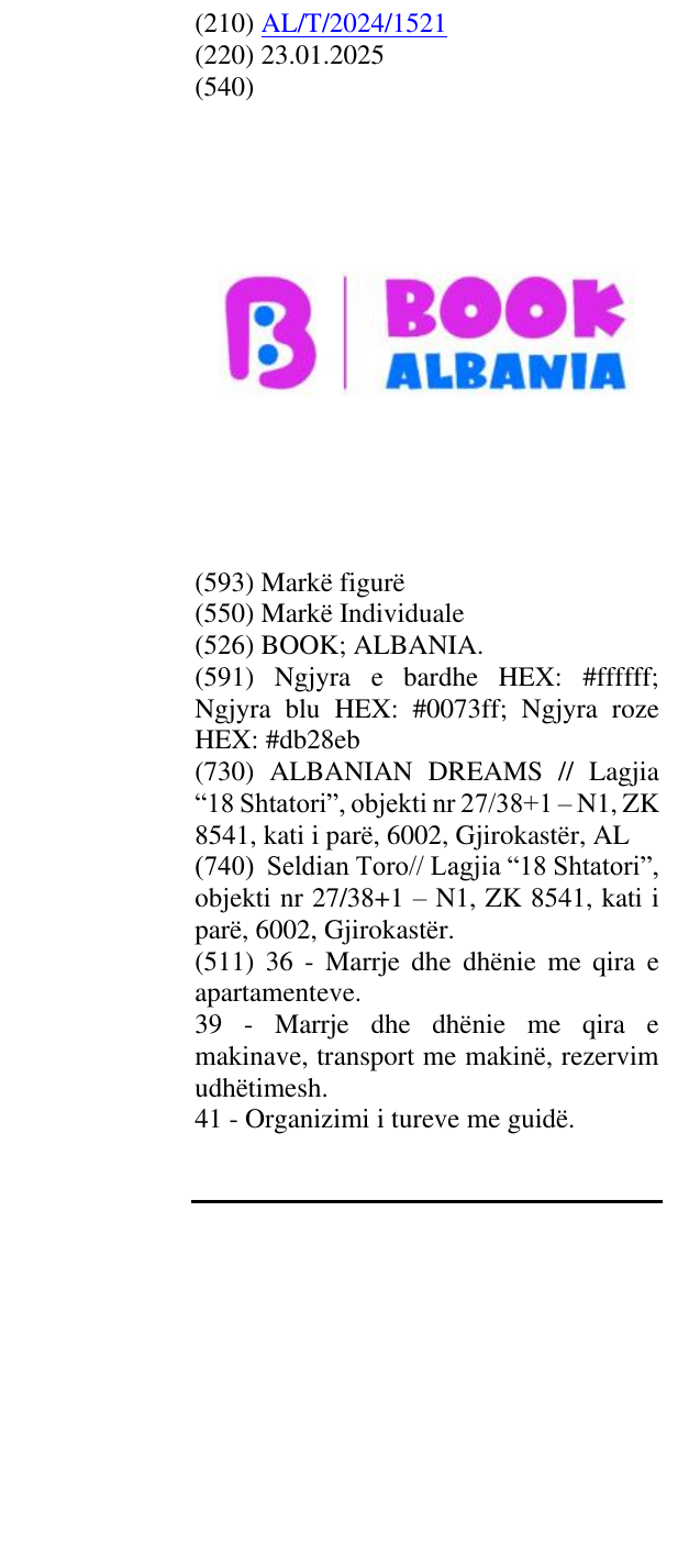 Zëri i markës BOOK; ALBANIA. në buletin