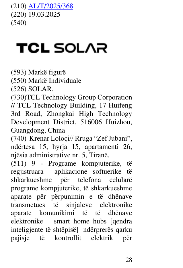 Zëri i markës SOLAR. në buletin