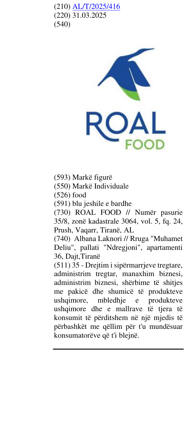 Zëri i markës food në buletin