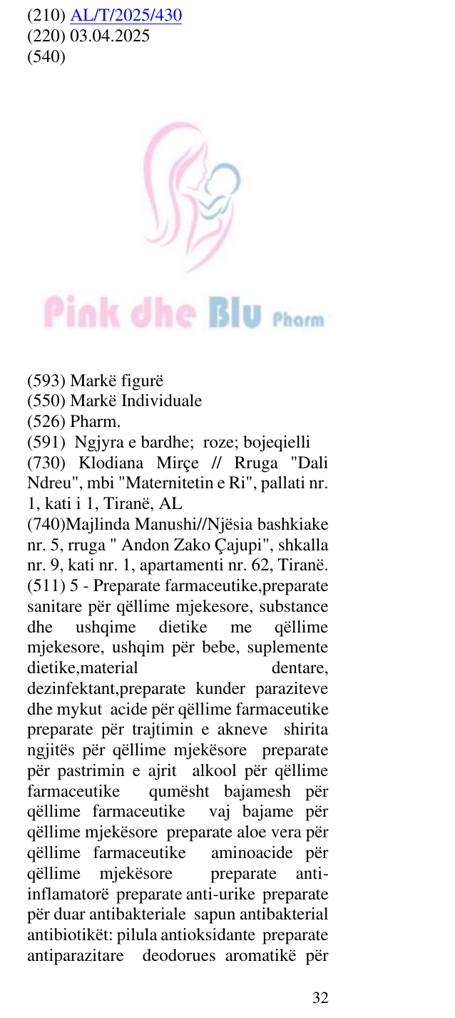 Zëri i markës Pharm. në buletin