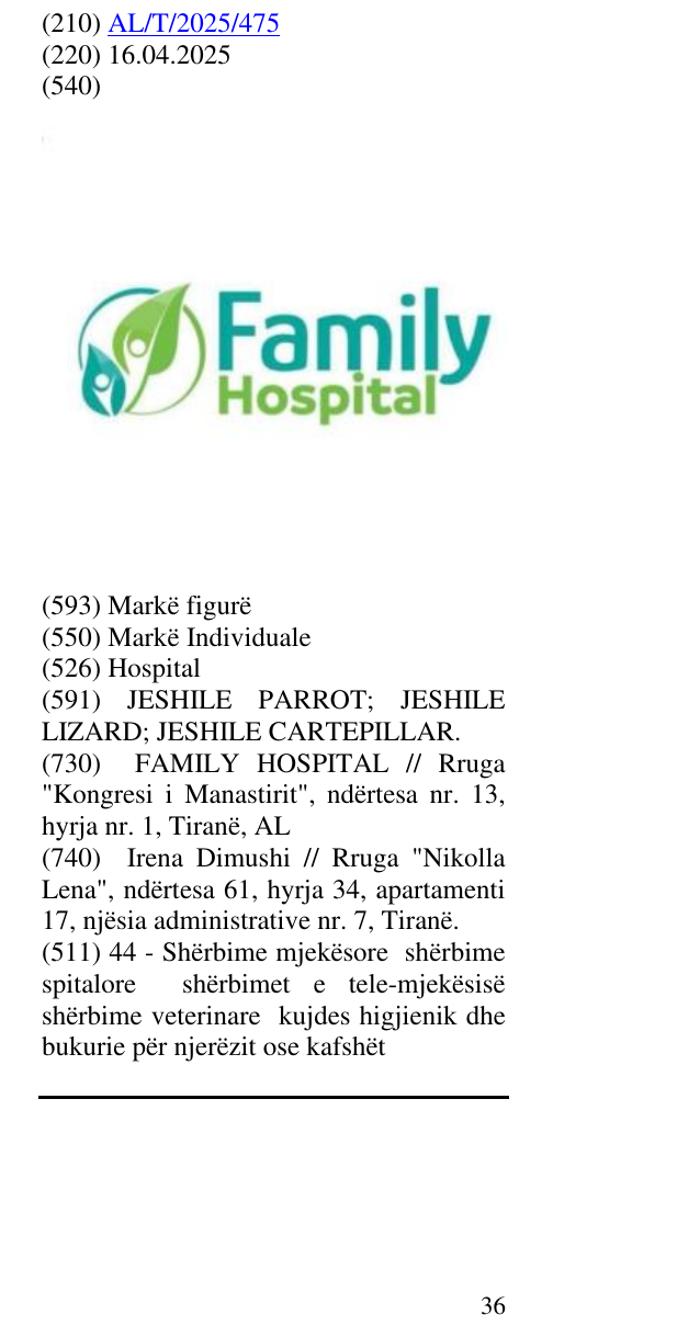 Zëri i markës Hospital në buletin