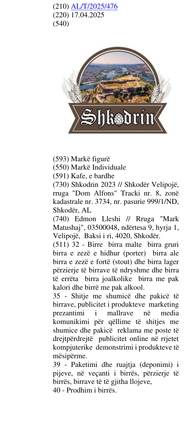 Zëri i markës Shkodrin në buletin