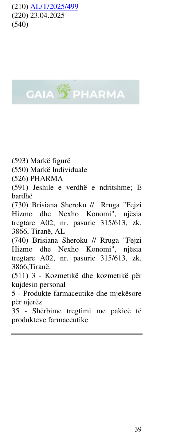 Zëri i markës PHARMA në buletin