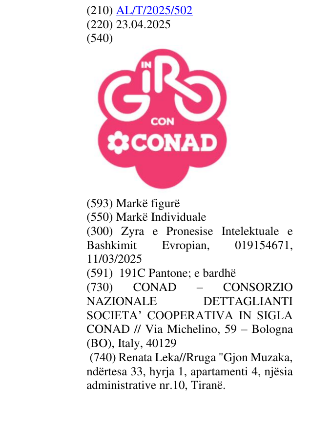 Zëri i markës IN GIRO CON CONAD në buletin