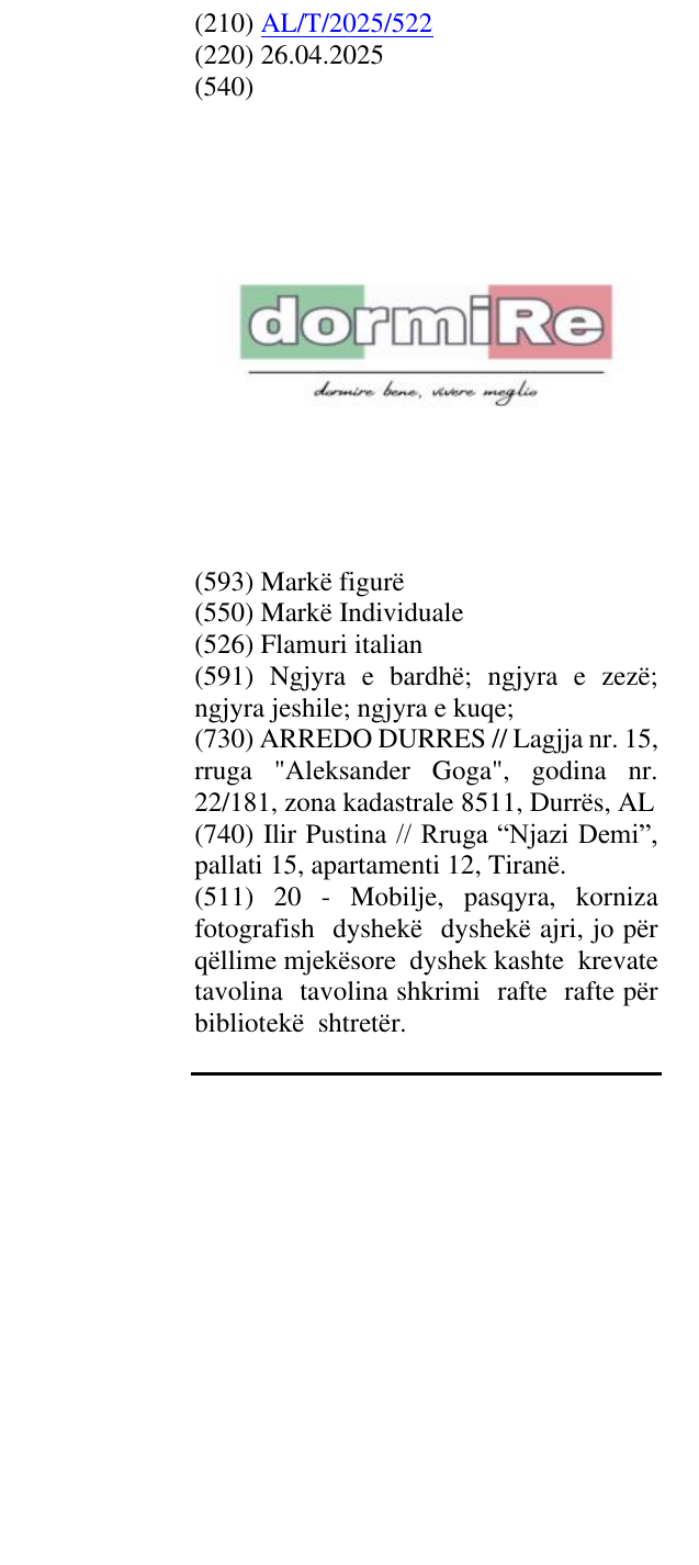 Zëri i markës Flamuri italian në buletin