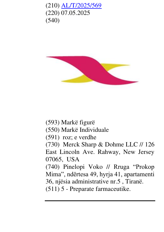 Zëri i markës AL/T/2025/569 në buletin