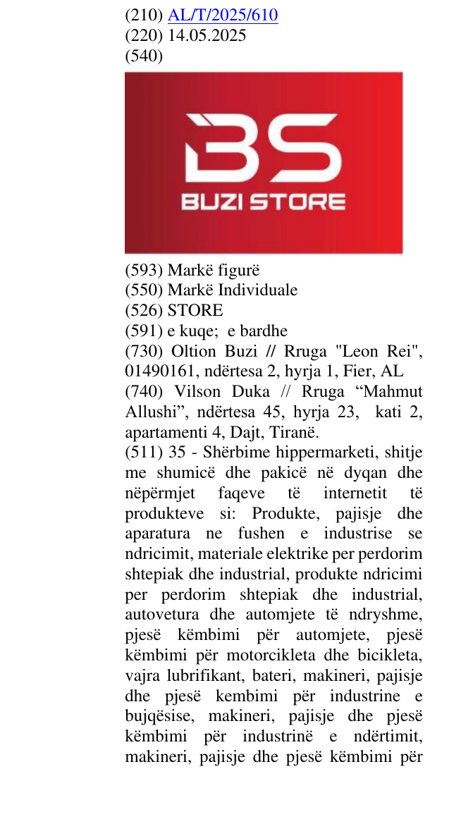 Zëri i markës STORE në buletin