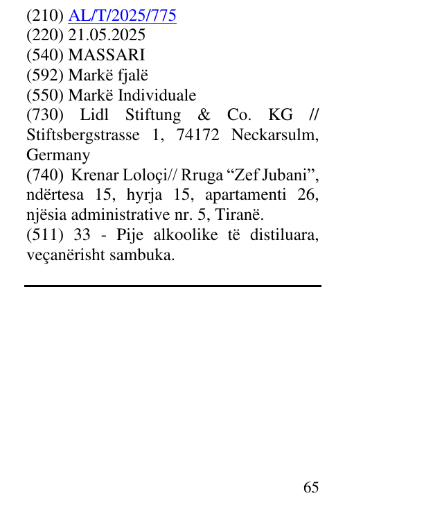 Zëri i markës MASSARI në buletin