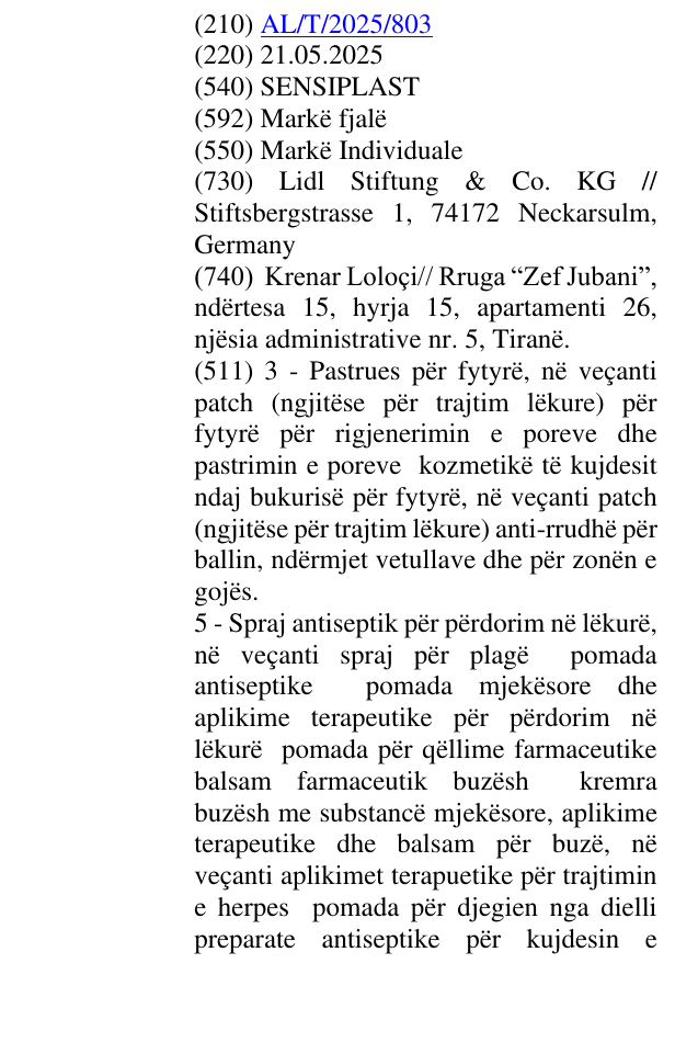 Zëri i markës SENSIPLAST në buletin