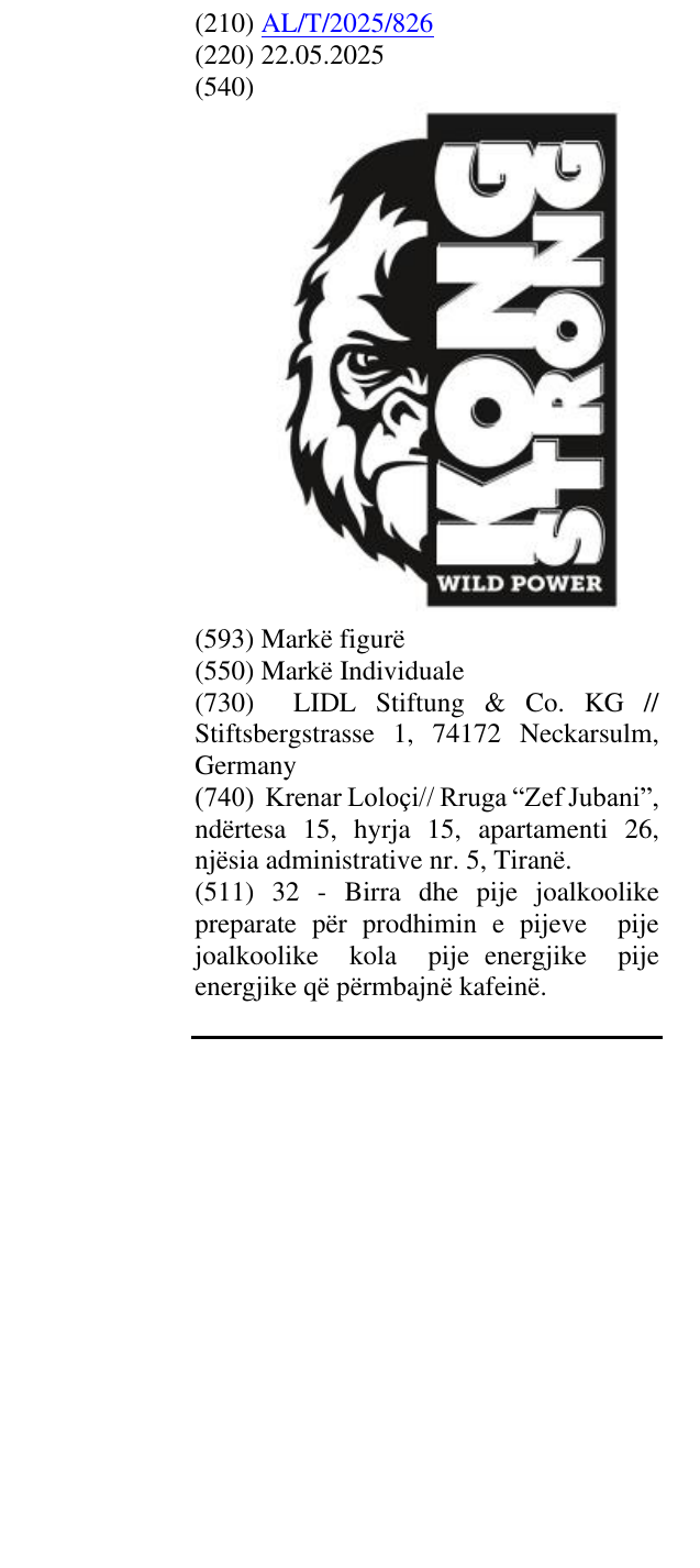 Zëri i markës KONG STRONG Wild Power në buletin