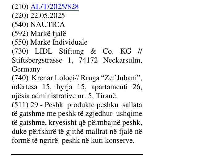 Zëri i markës NAUTICA në buletin