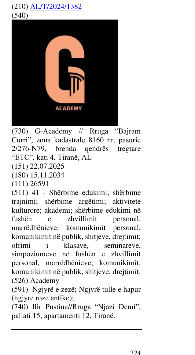 Zëri i markës Academy në buletin