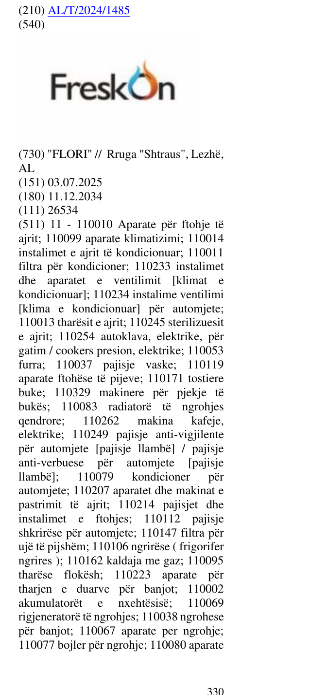 Zëri i markës FreskOn në buletin