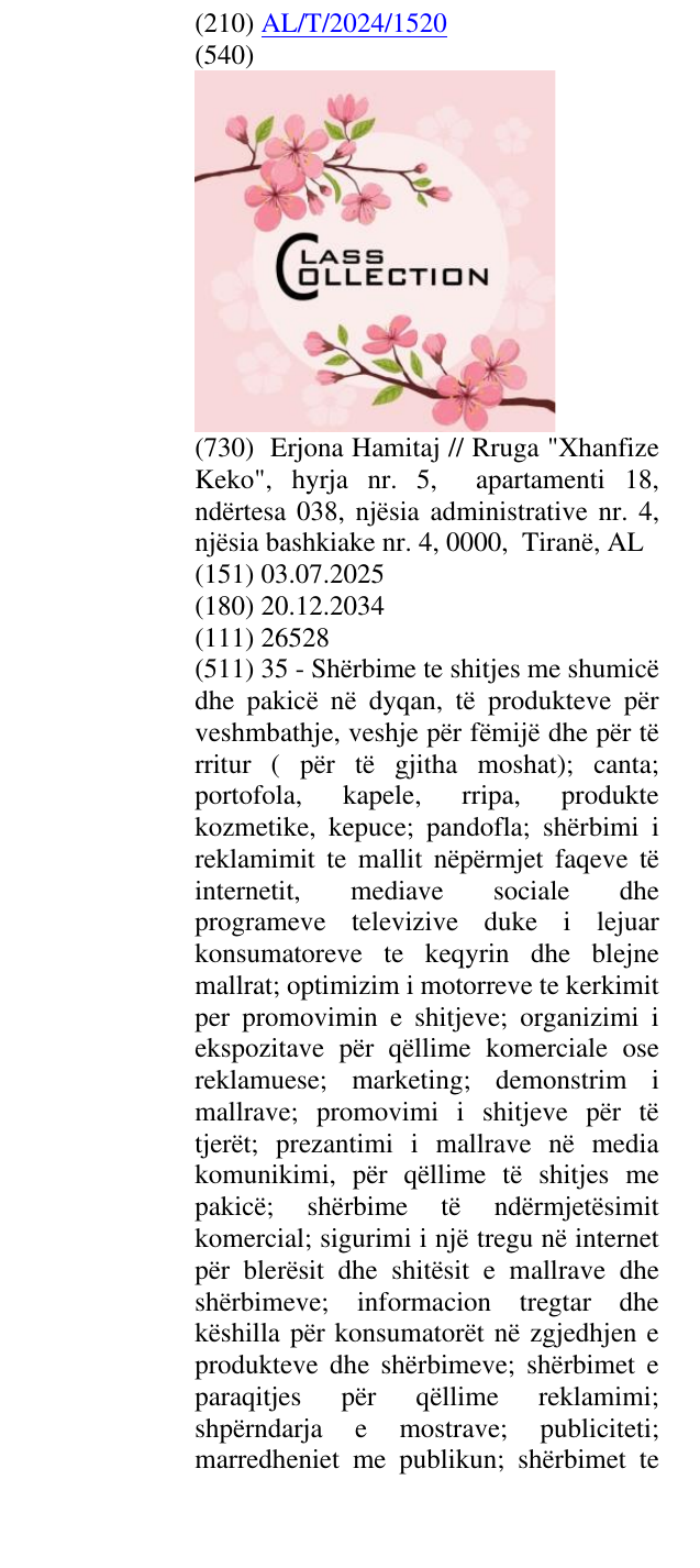Zëri i markës COLLECTION në buletin