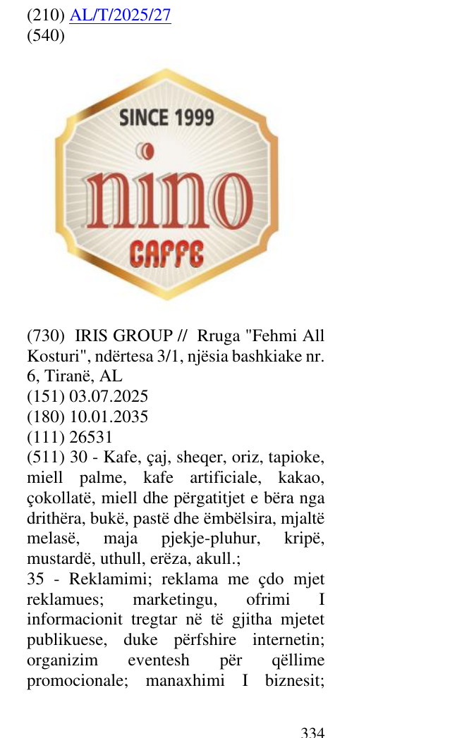 Zëri i markës since ;1999; caffe në buletin