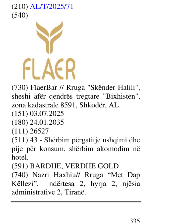 Zëri i markës FLAER në buletin